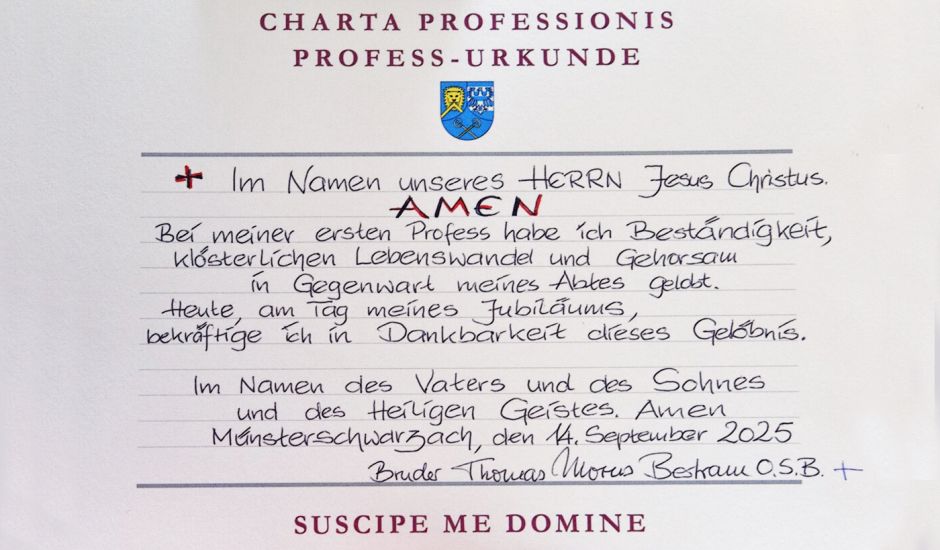 Professurkunde von Br. Thomas-Morus